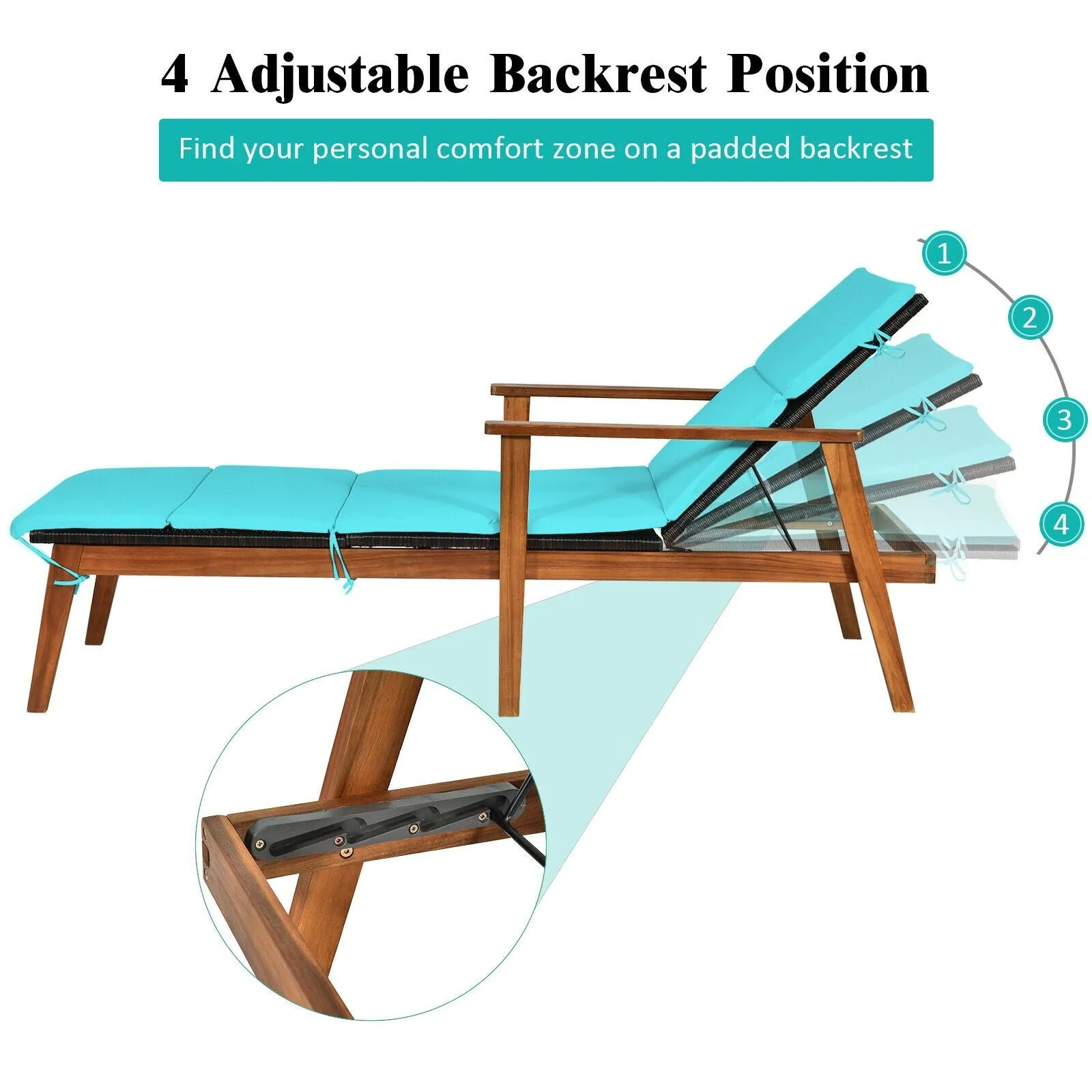 3pc Patio Lounge Chair Set with Folding Table - Turquoise