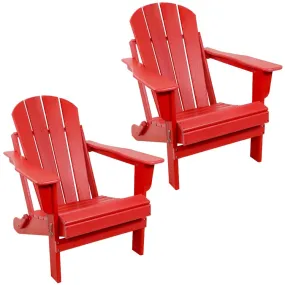 All-Weather Portable Foldable Outdoor Adirondack Chairs Set of 2 - Red