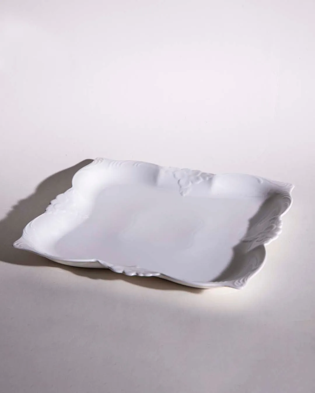 All White Embossed Serving Platter
