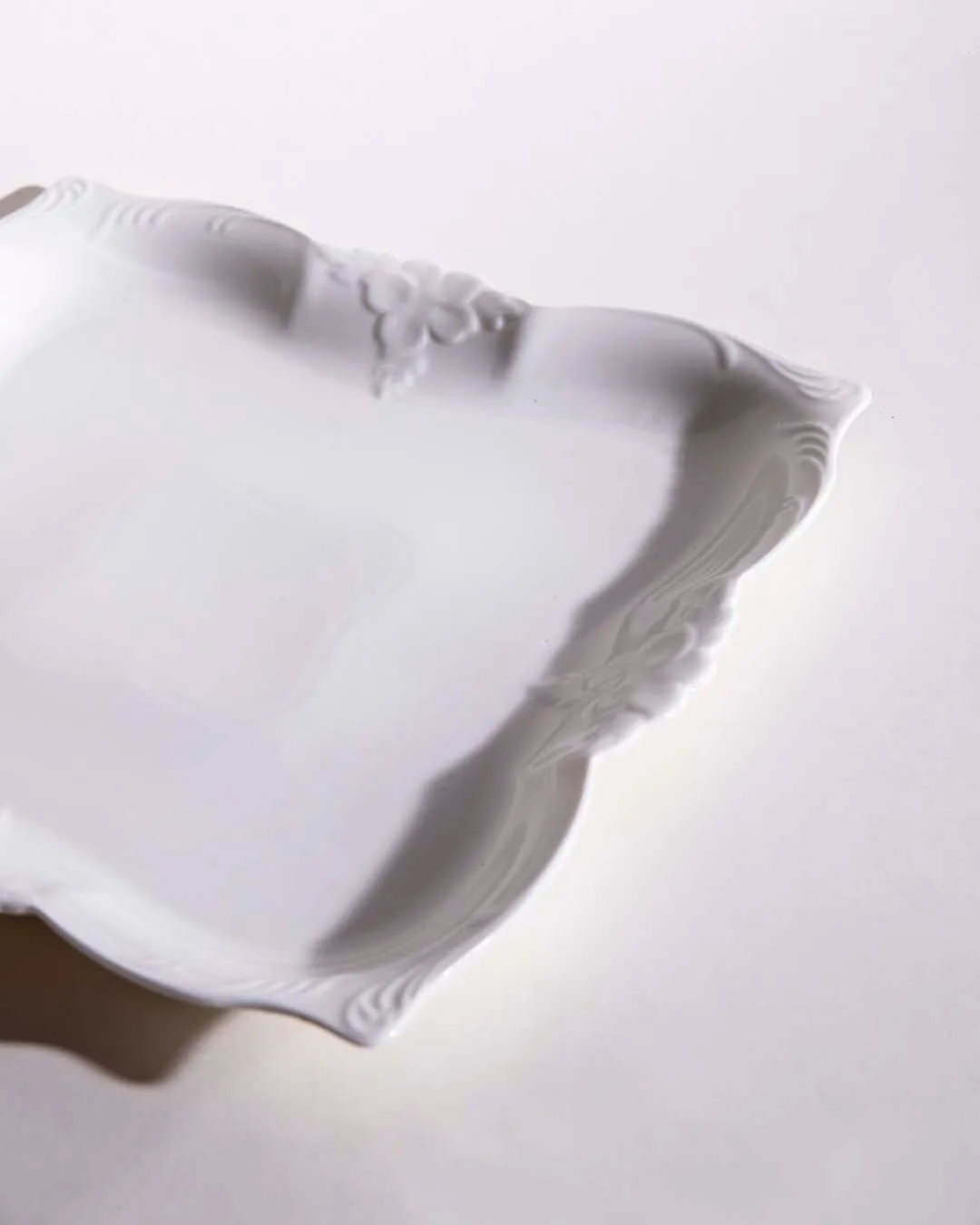 All White Embossed Serving Platter