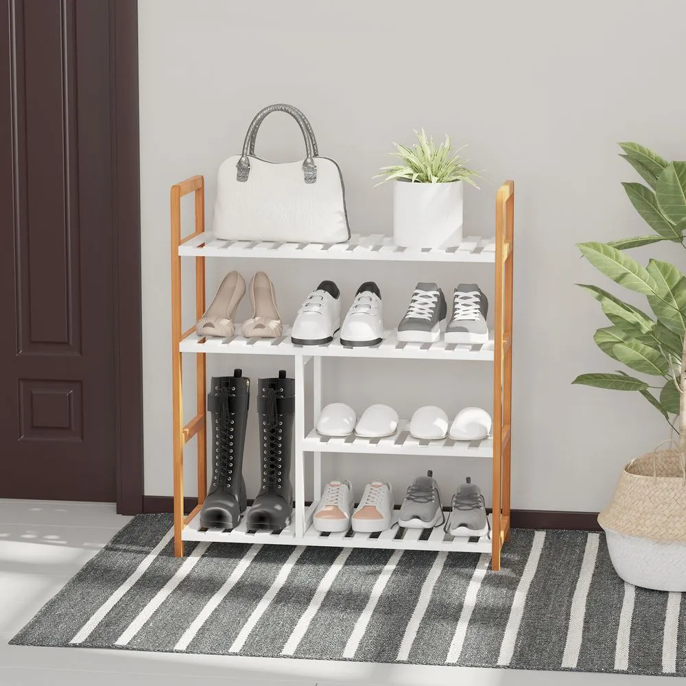 Cabinets for Shoe Storage - 4-Tier Wooden Organizer