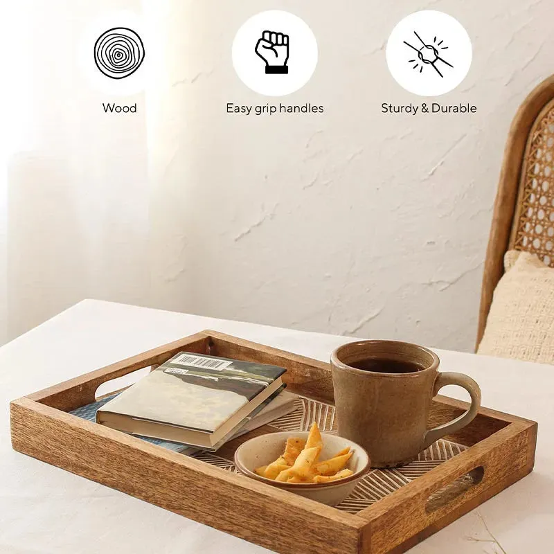 Camorta Wooden Tray | 16 x 10 x 2 inches