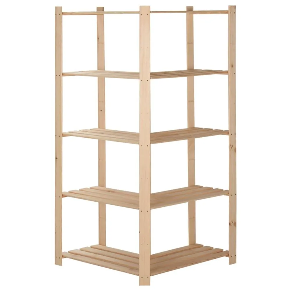 Corner Bookshelves: 5-Tier Solid Pinewood Rack