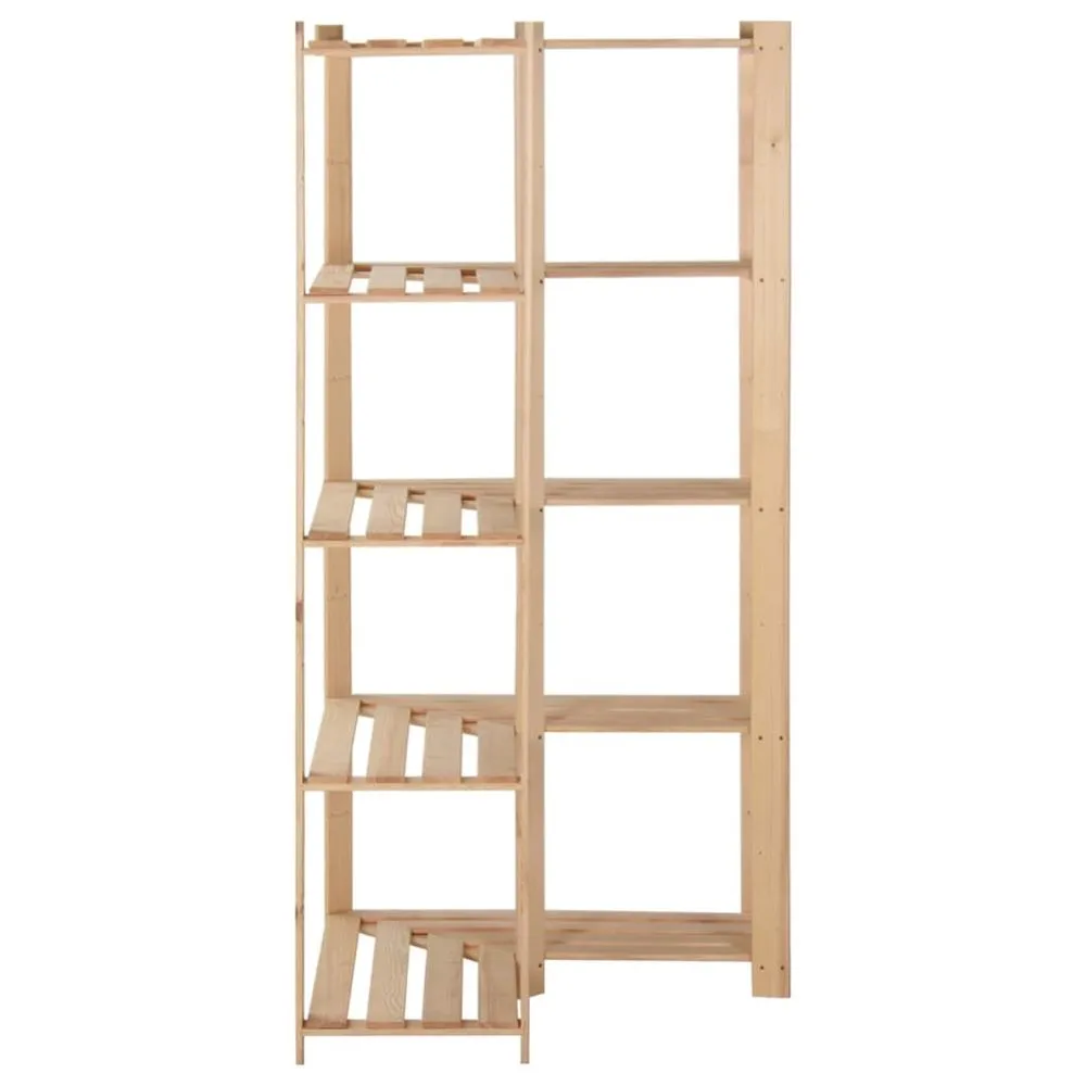 Corner Bookshelves: 5-Tier Solid Pinewood Rack