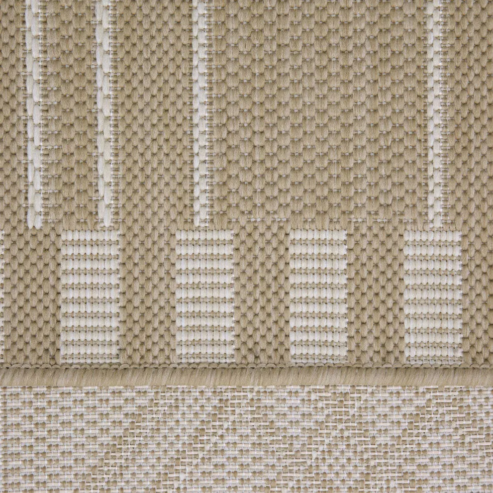 Cream Modern Geometric Outdoor Rug - Basata