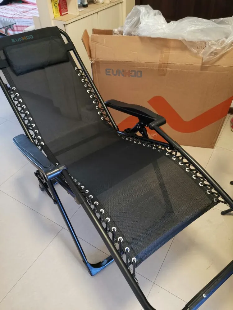 EUNHOO deck chair, recliner with pillow and anti tilt recliner