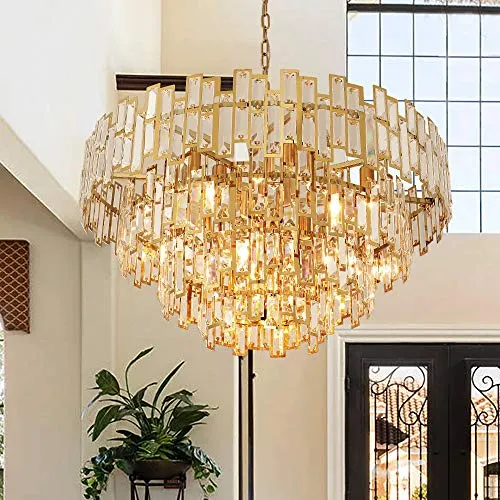 Gold Modern Crystal Chandelier - Light Fixture Lamp 24.5''