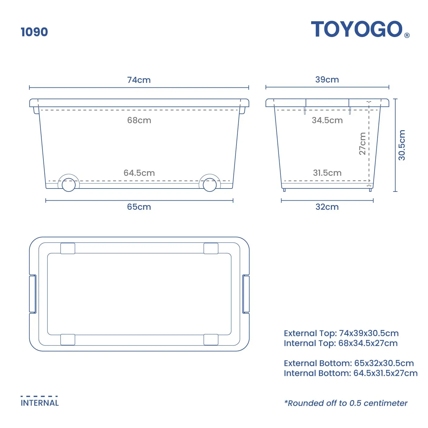 LONG STORAGE BOX W/WHEEL (1090)