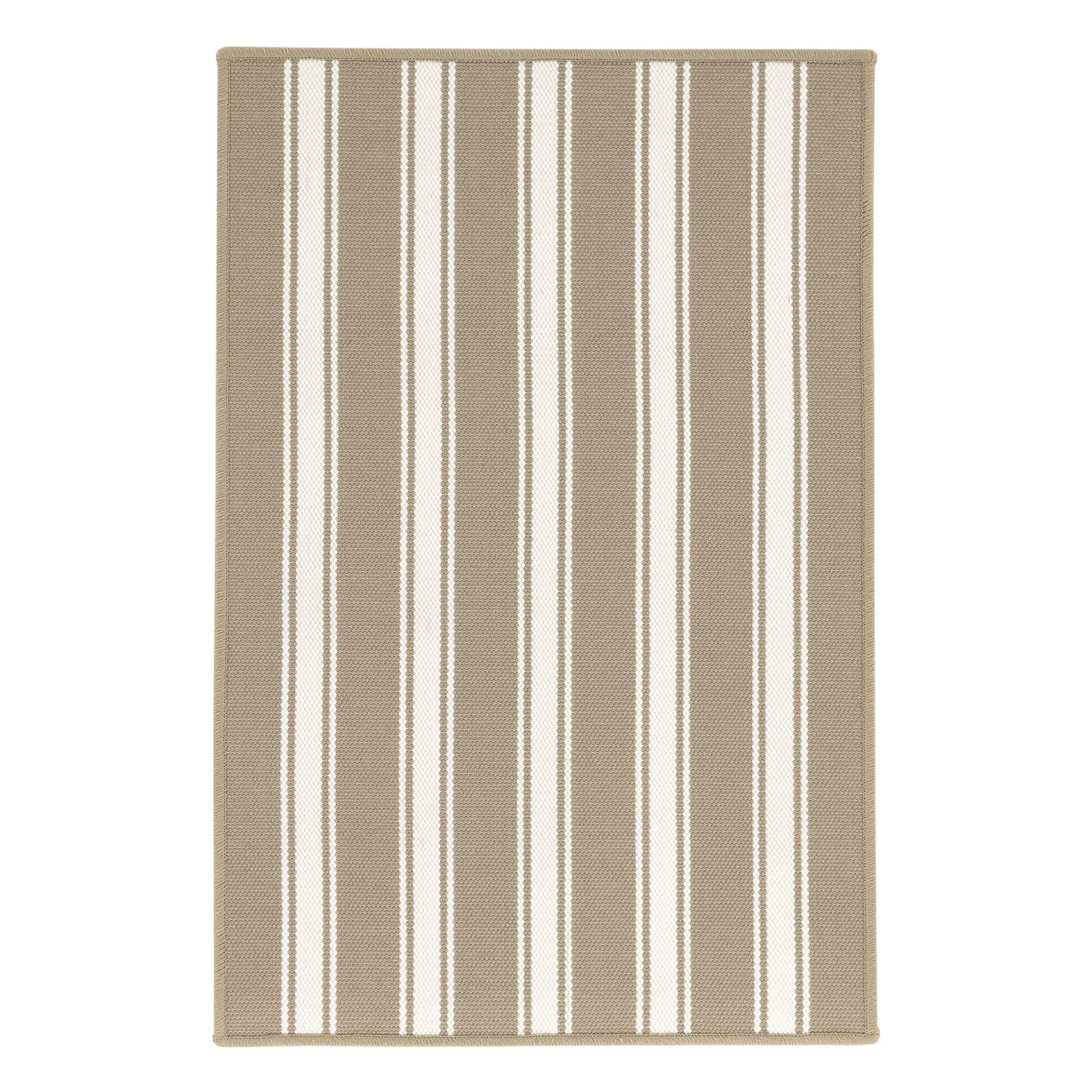 Maysville Stripe Khaki Woven Indoor/Outdoor Custom Rug