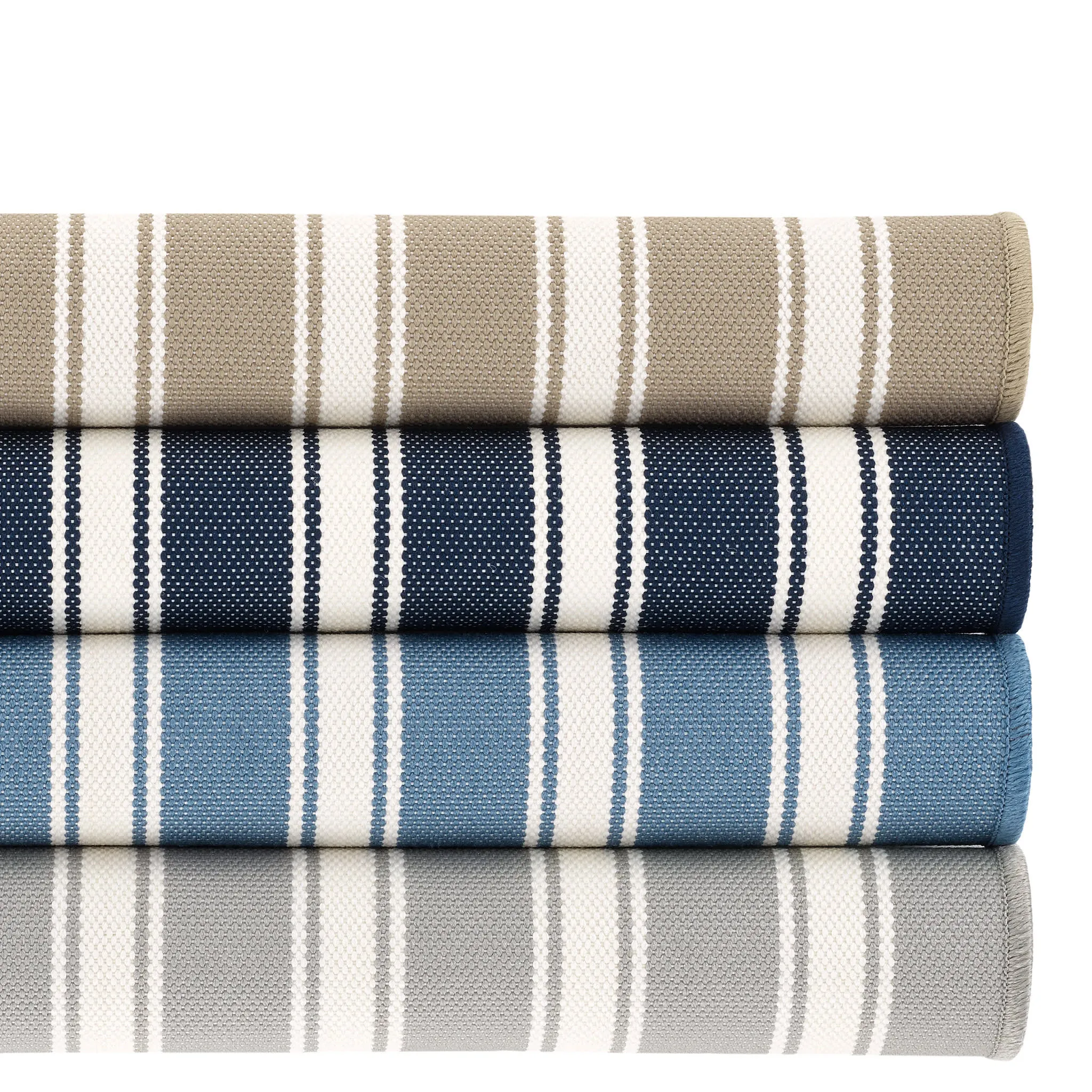 Maysville Stripe Khaki Woven Indoor/Outdoor Custom Rug