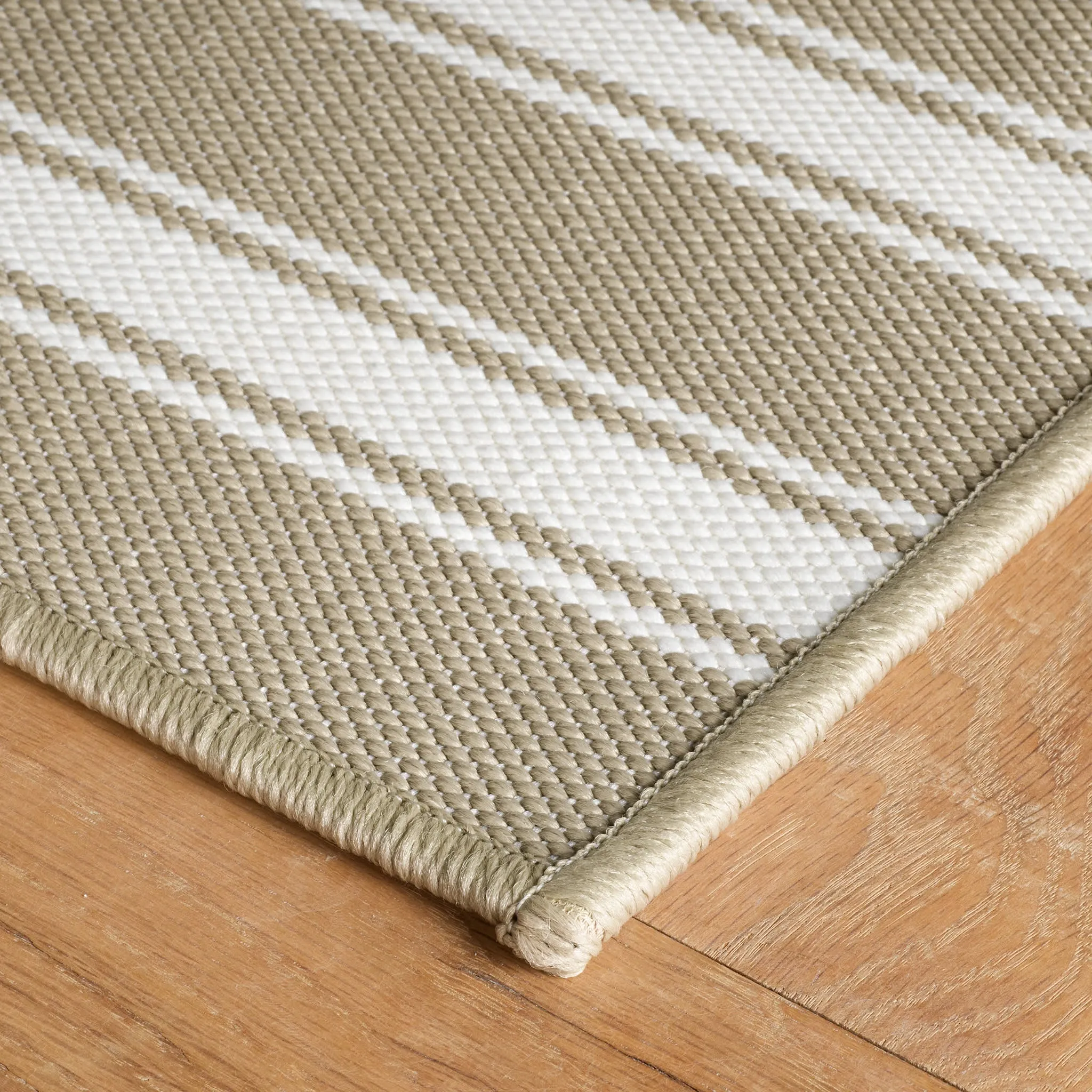 Maysville Stripe Khaki Woven Indoor/Outdoor Custom Rug