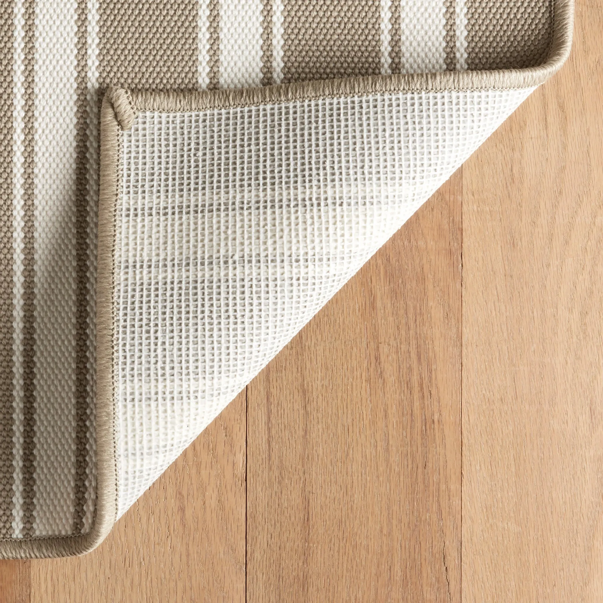 Maysville Stripe Khaki Woven Indoor/Outdoor Custom Rug