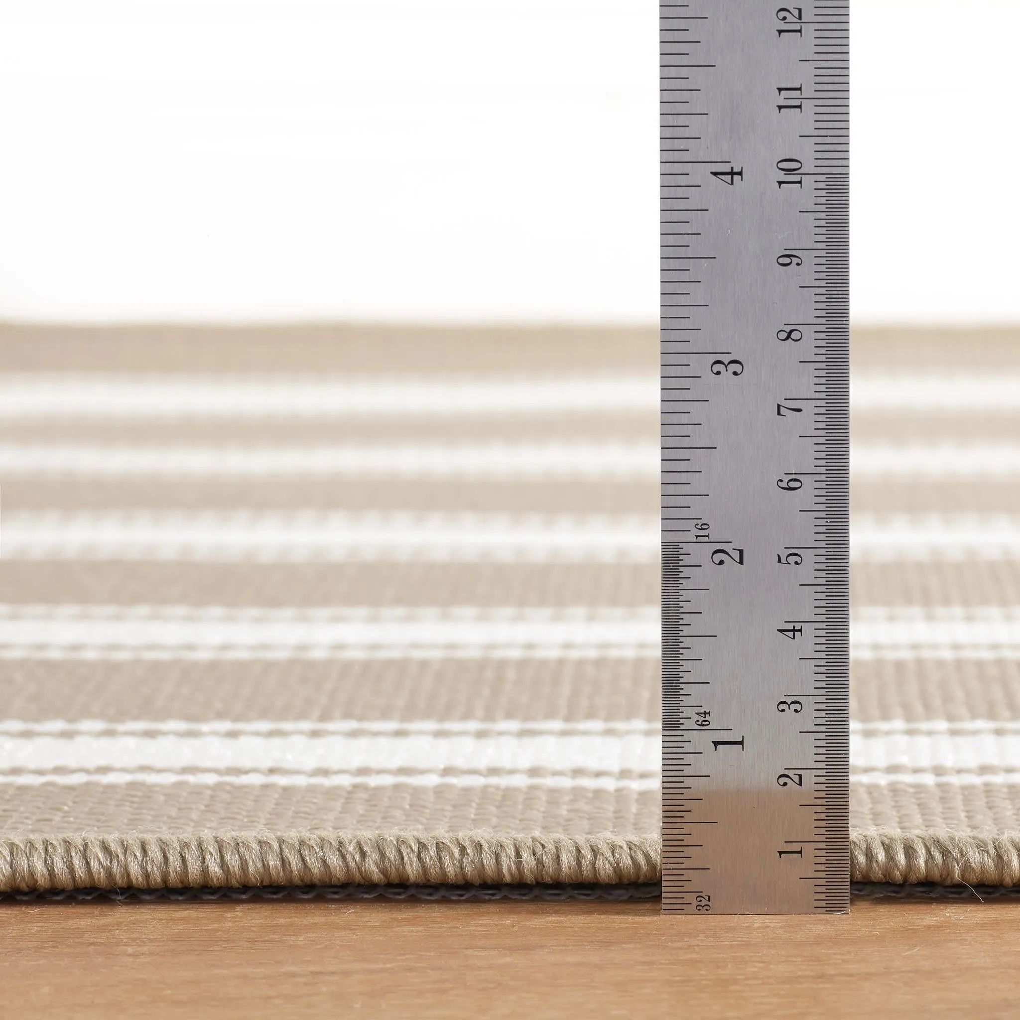 Maysville Stripe Khaki Woven Indoor/Outdoor Custom Rug