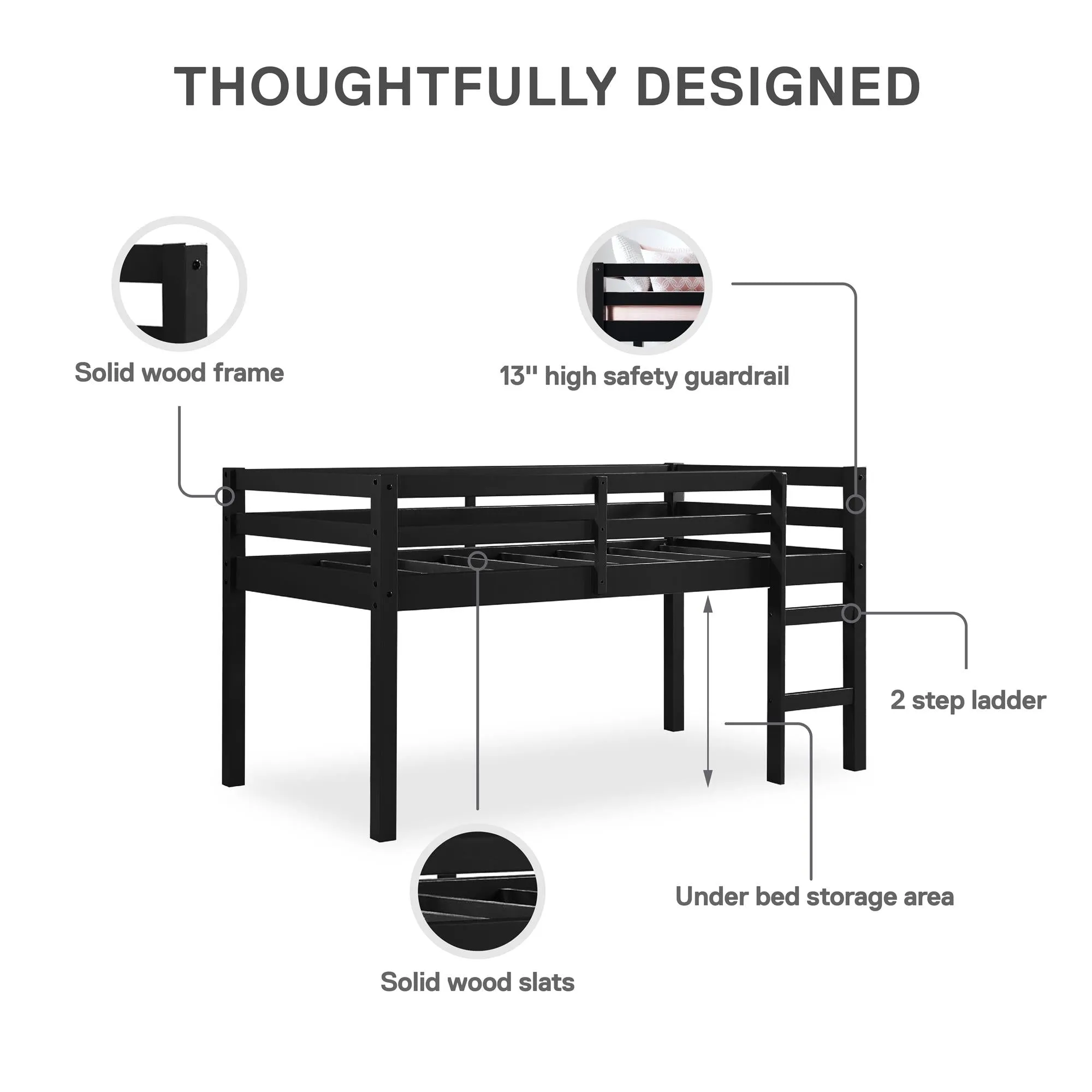 Milton Junior Wooden Loft Bed