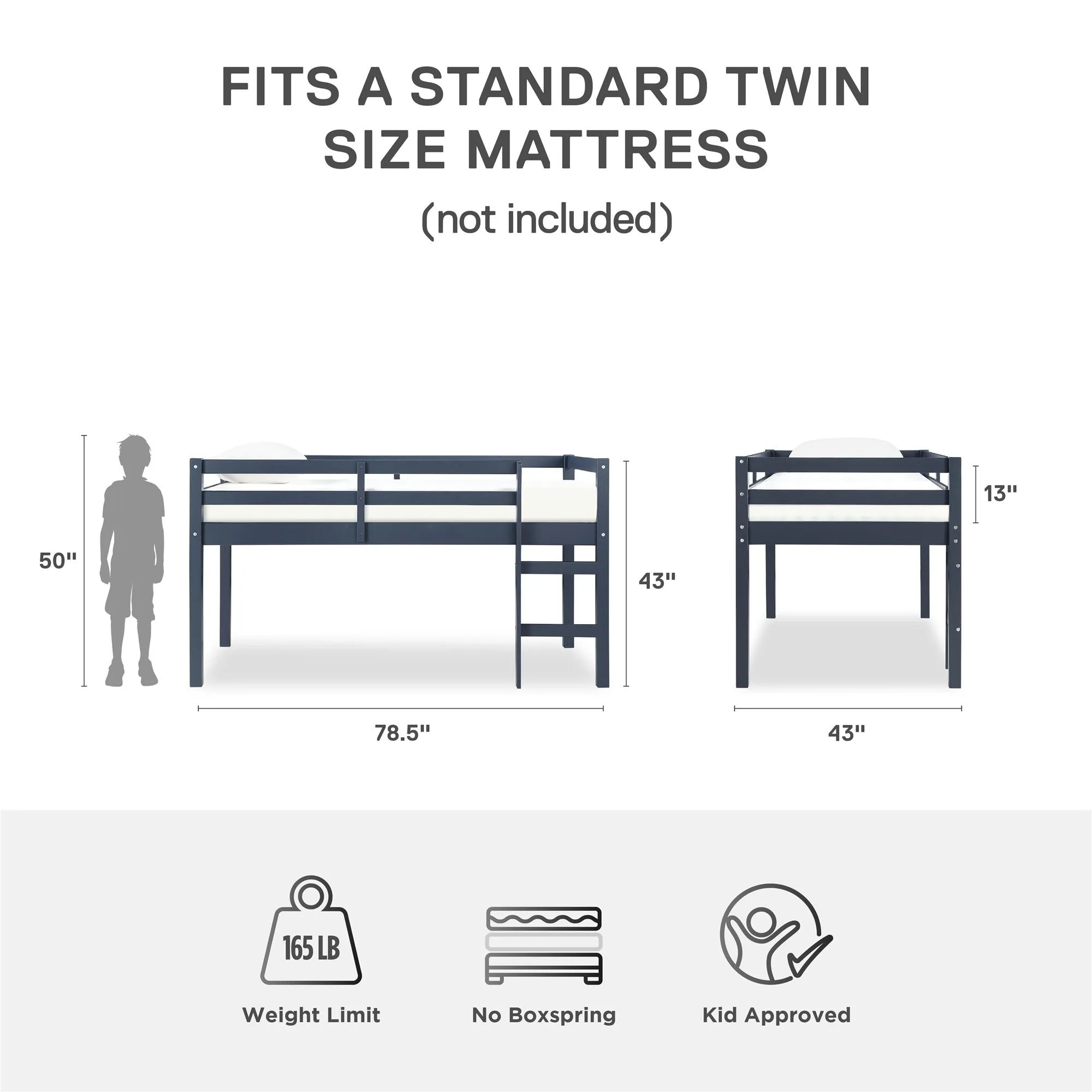 Milton Junior Wooden Loft Bed