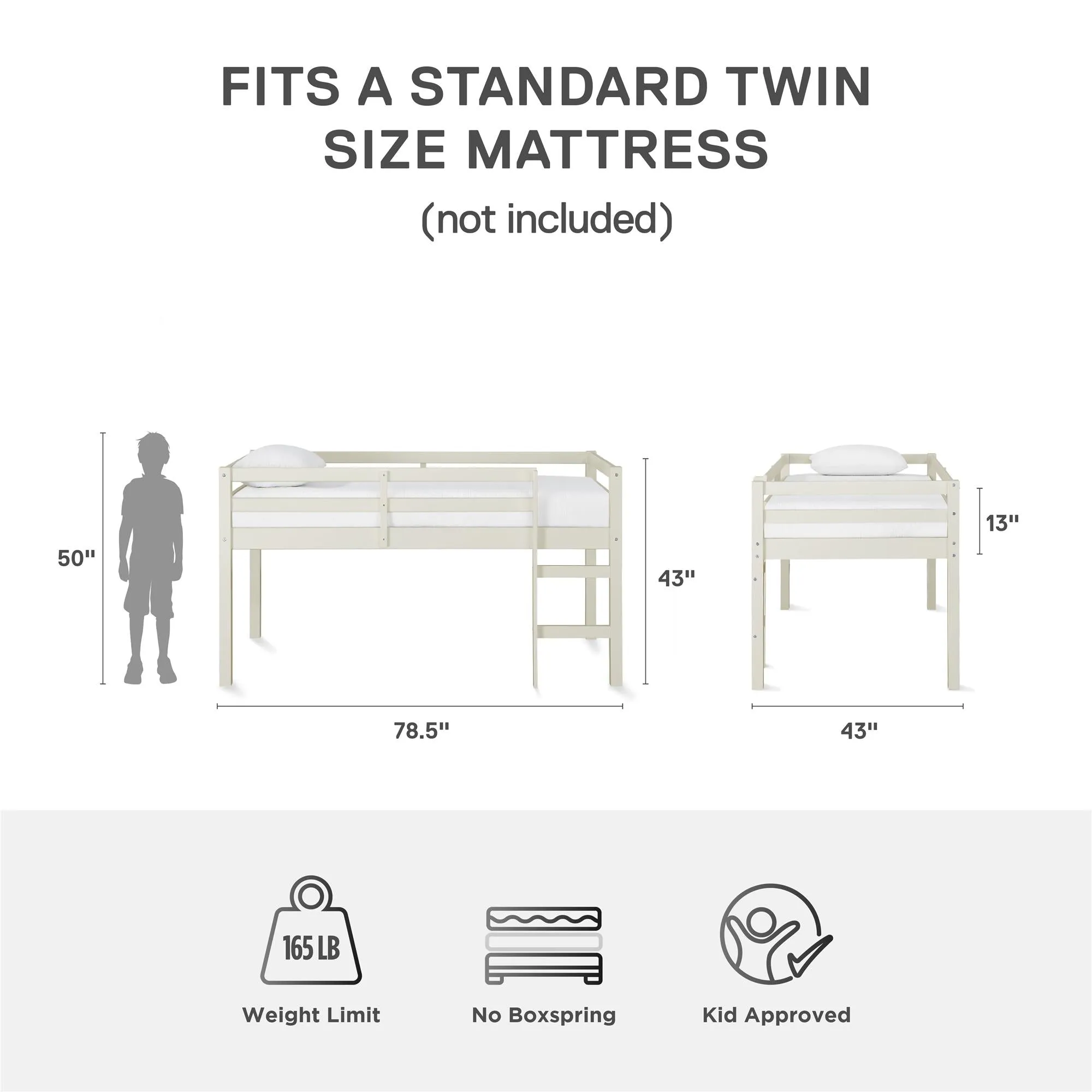 Milton Junior Wooden Loft Bed