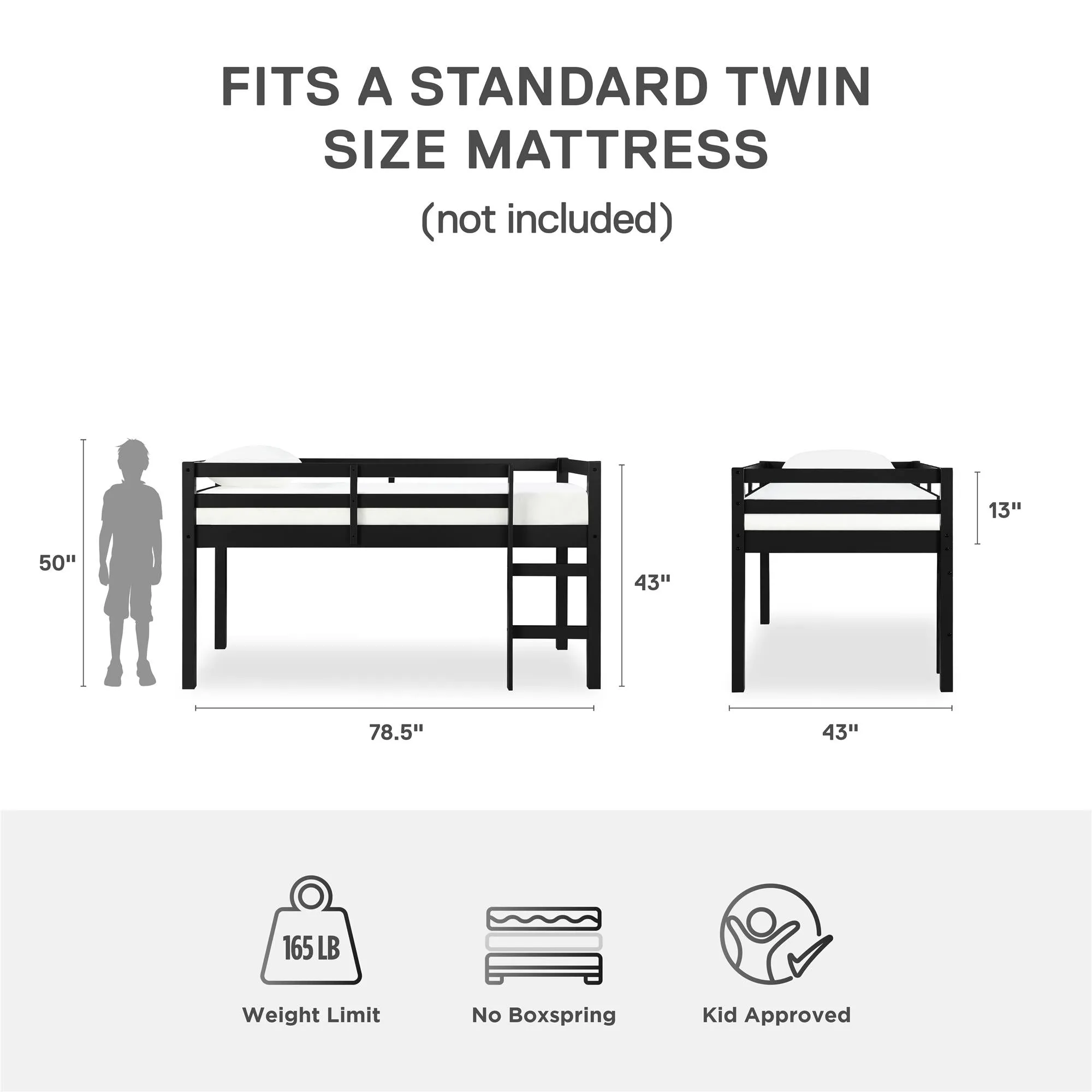 Milton Junior Wooden Loft Bed