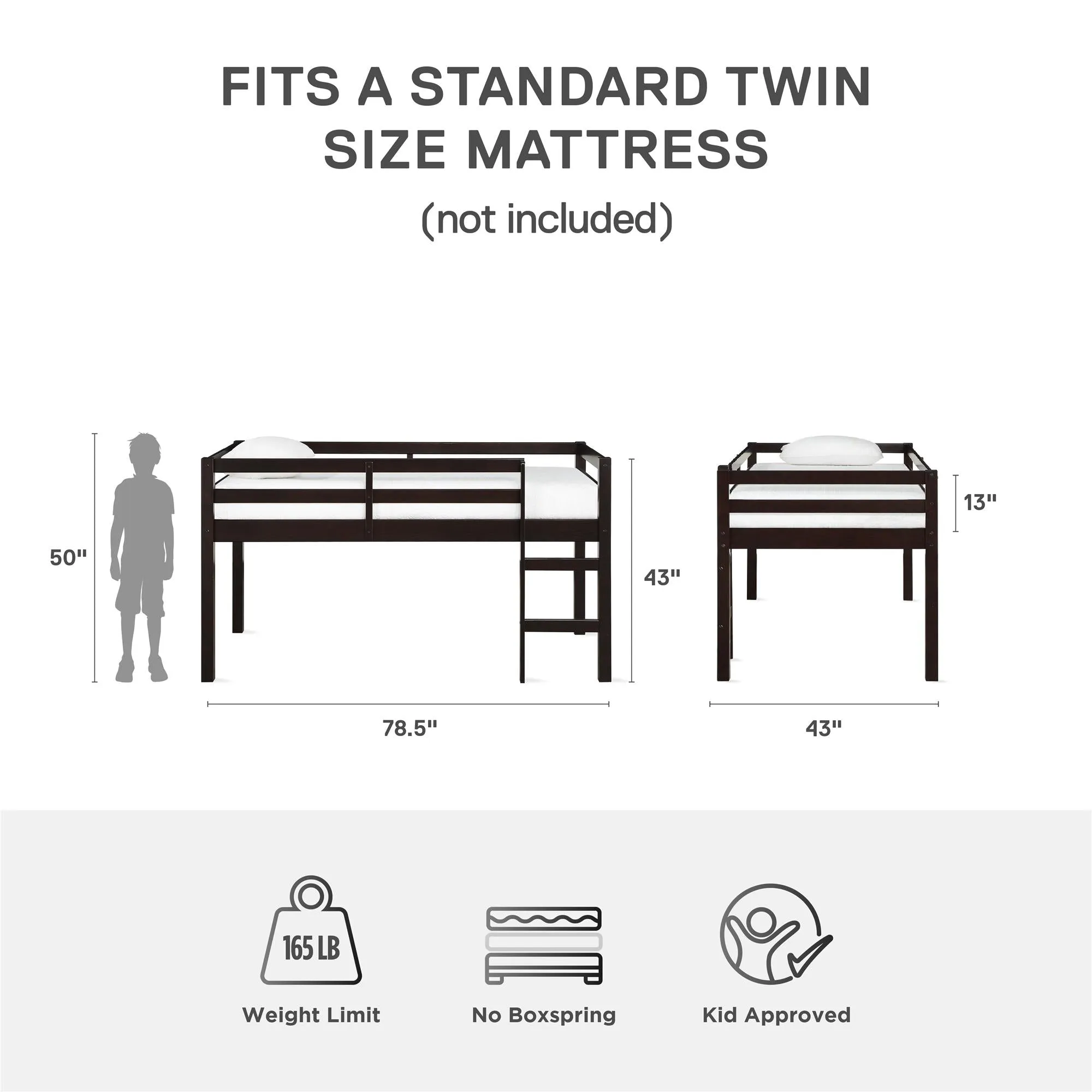 Milton Junior Wooden Loft Bed