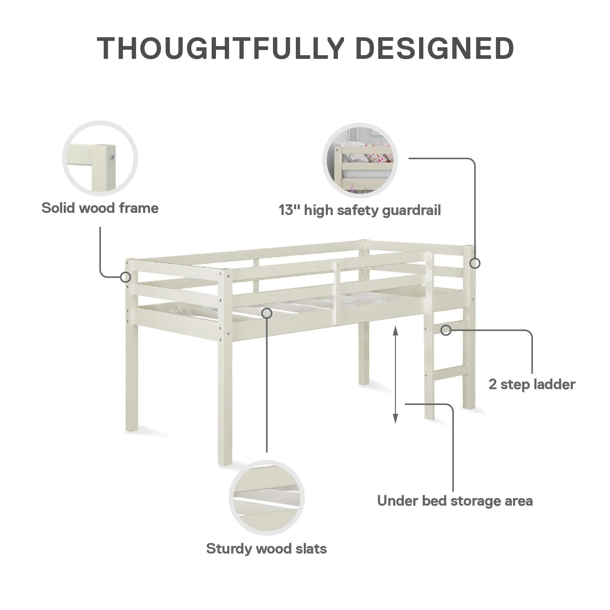 Milton Junior Wooden Loft Bed