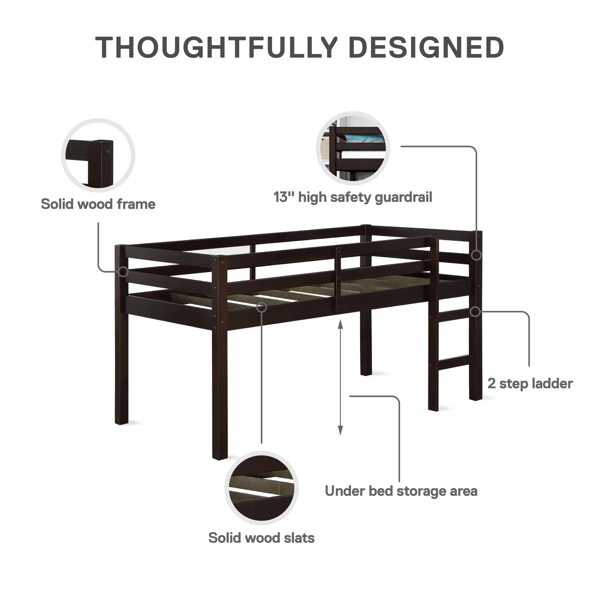 Milton Junior Wooden Loft Bed