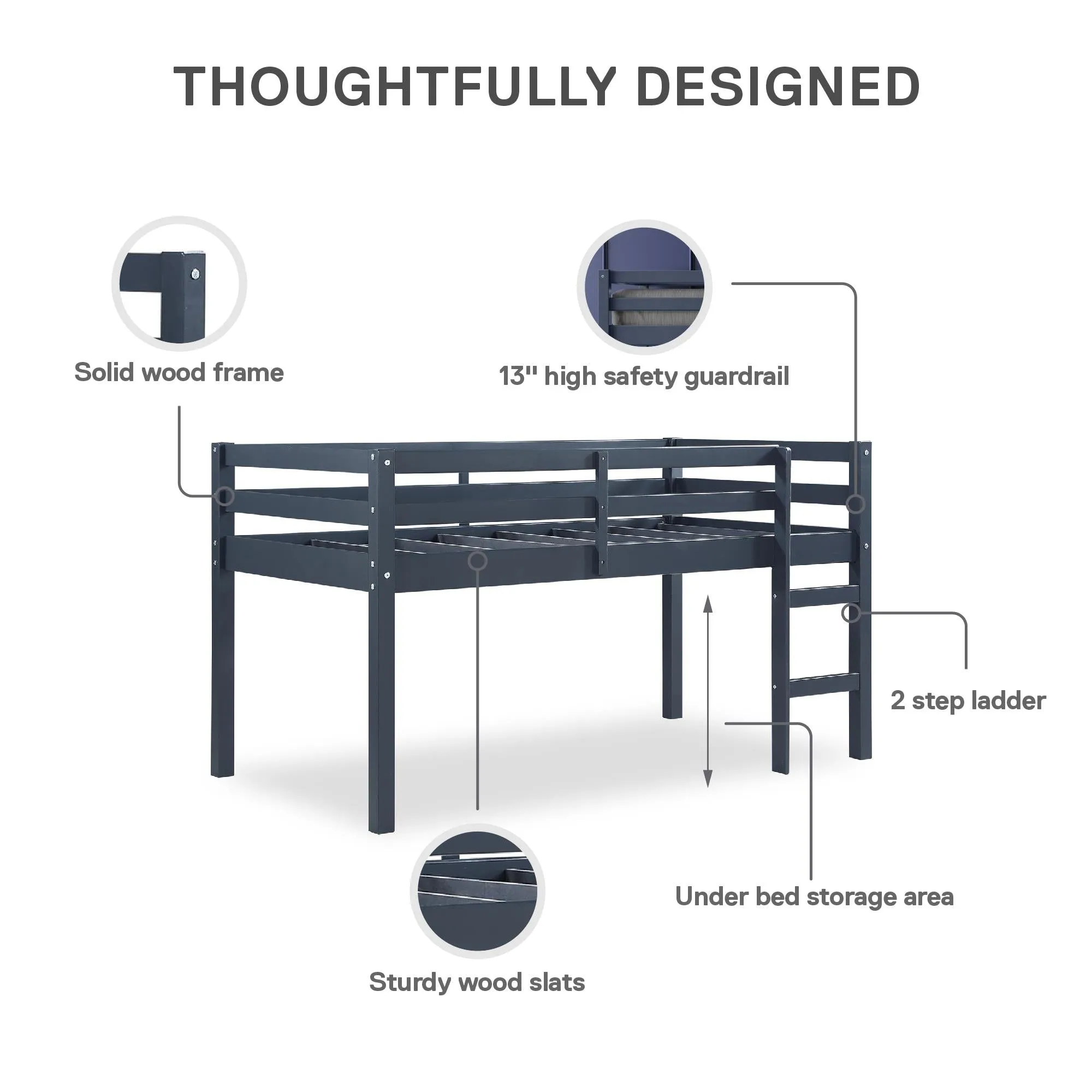Milton Junior Wooden Loft Bed