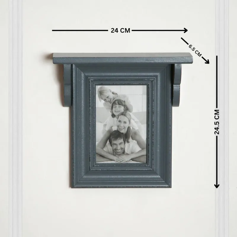 Nero Photo Frame With Wall Shelf - Grey