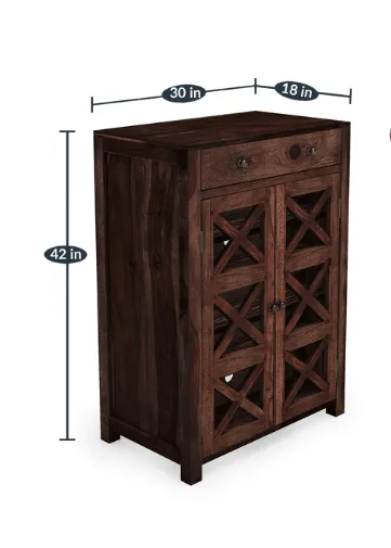 sheesham wood double door shoe rack With Drawer