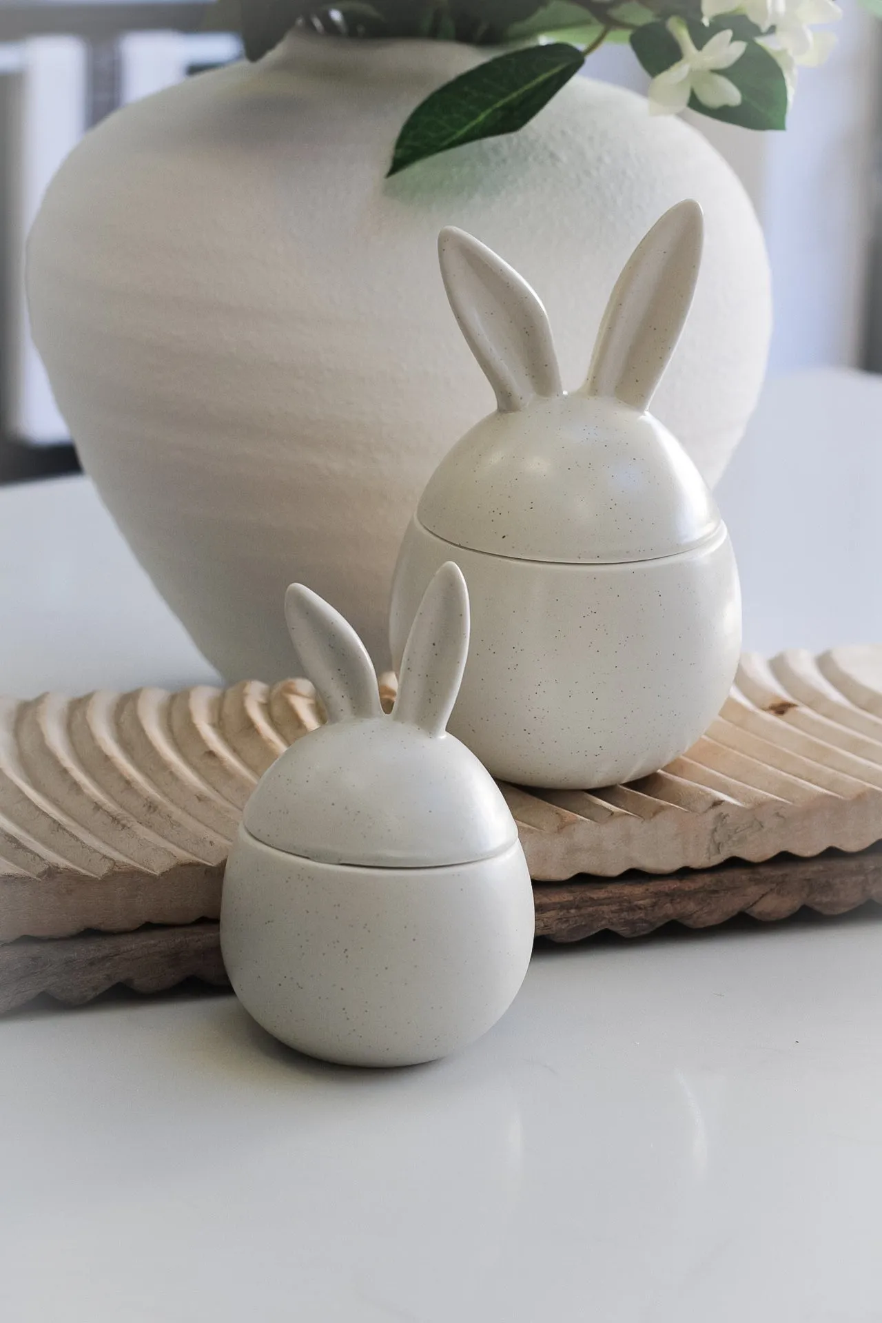 Speckled Ceramic Bunny Ears Pot