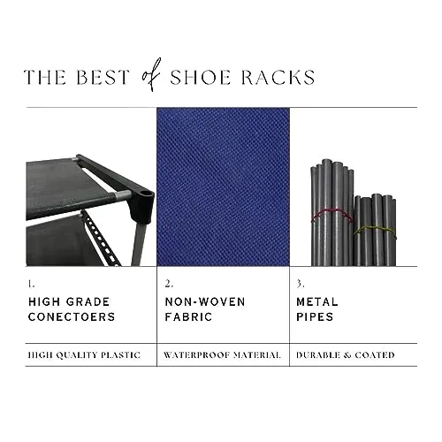 Urban Choice Metal 10 Layers Premium Multi-Purpose Cartoon Prints Shoe Rack Organizer for Heels Boots Slippers Metal Shoe Rack DIY(Do-It-Yourself) Dark Blue