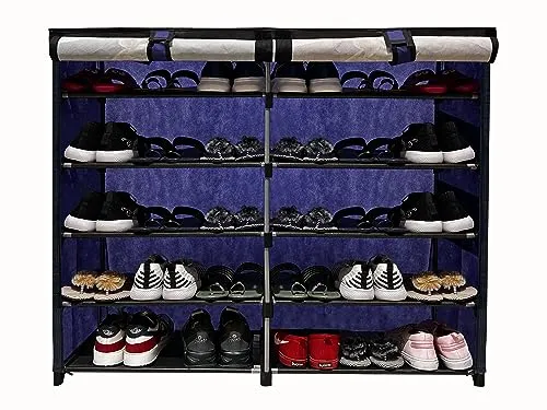 Urban Choice Metal 10 Layers Premium Multi-Purpose Cartoon Prints Shoe Rack Organizer for Heels Boots Slippers Metal Shoe Rack DIY(Do-It-Yourself) Dark Blue