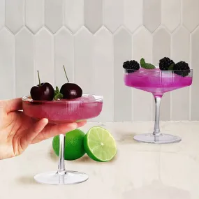 Vintage Art Deco Colored Coupe Glasses with Stems - Set of 2 - 7oz