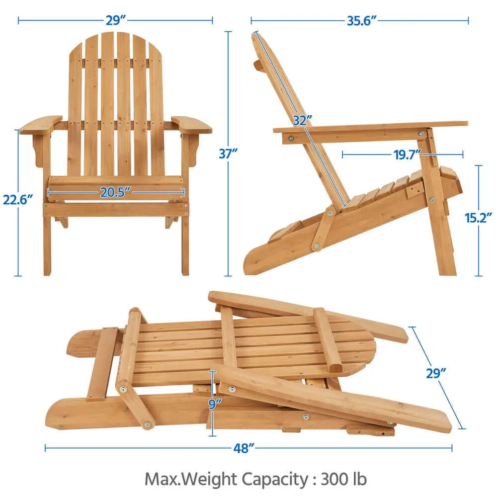 Yaheetech Folding Wooden Lounge Chair