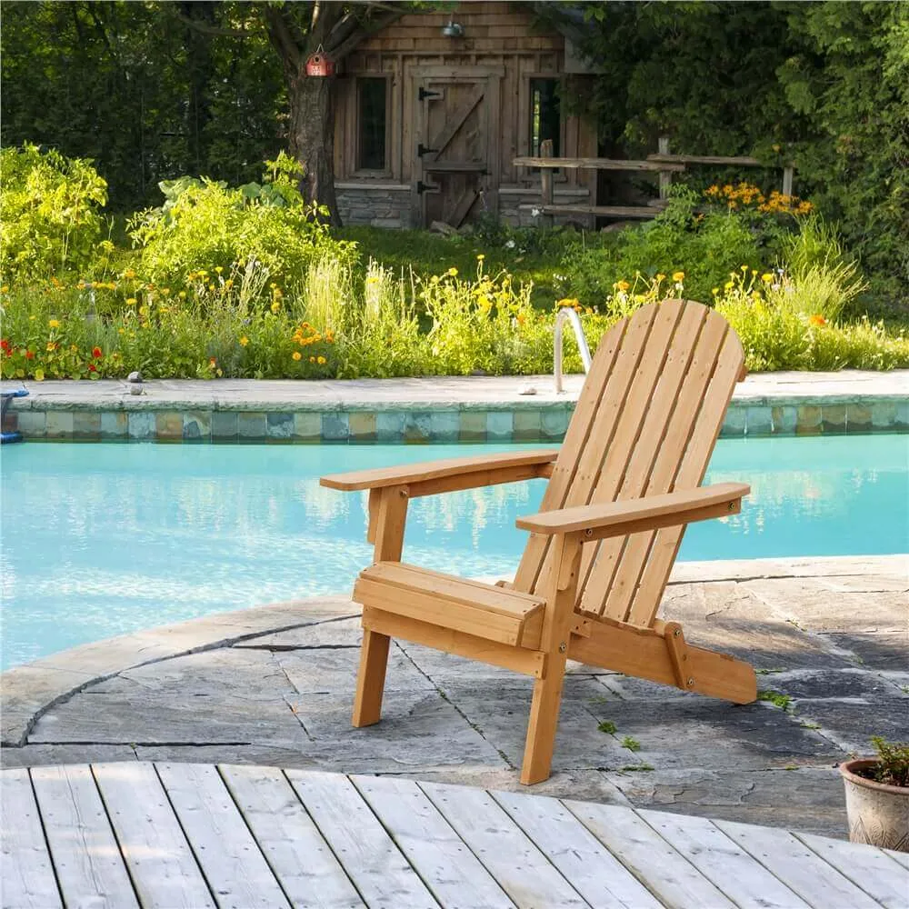 Yaheetech Folding Wooden Lounge Chair