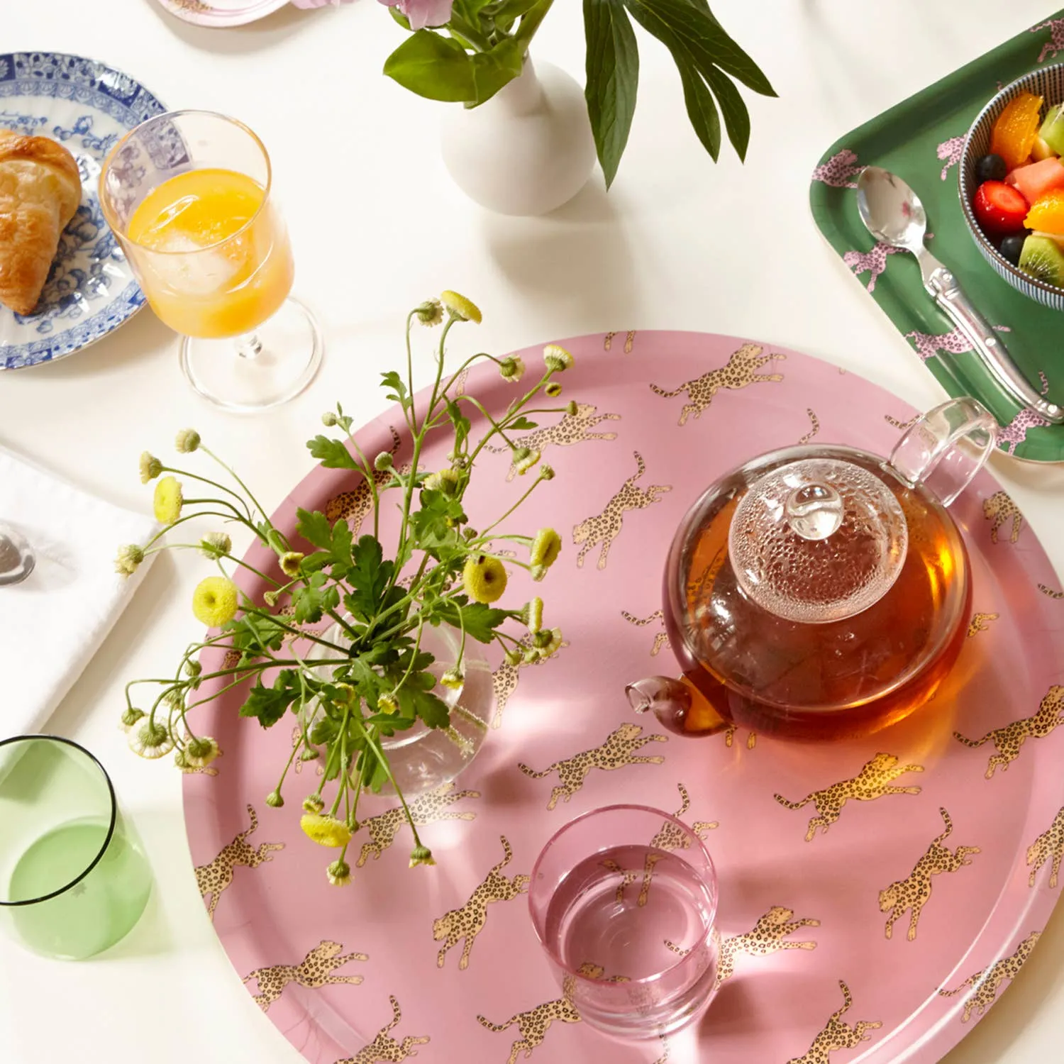 Yellow Leopard Round Serving Tray - 38 cm
